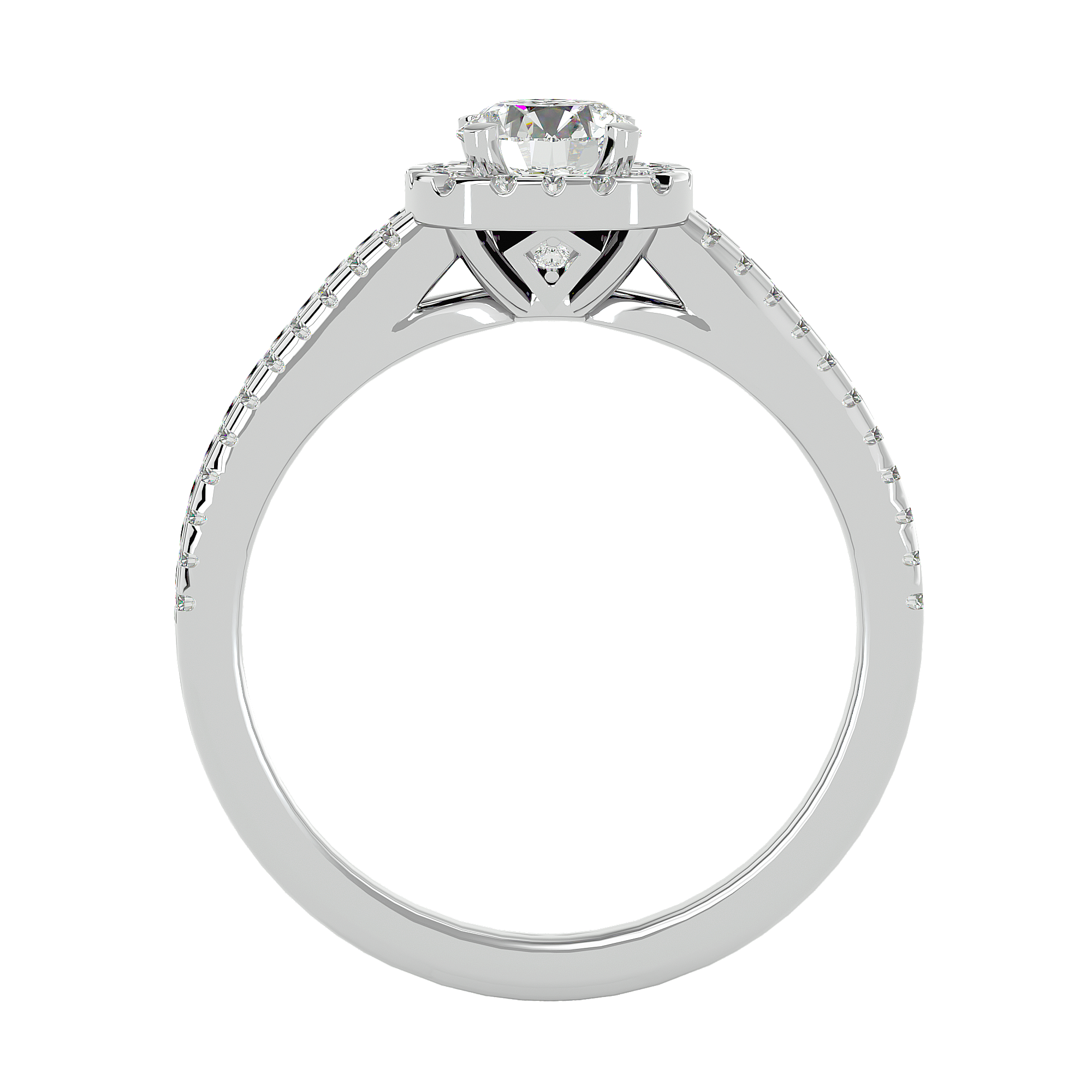 1 ctw Round Lab Grown Diamond Halo Engagement Ring
