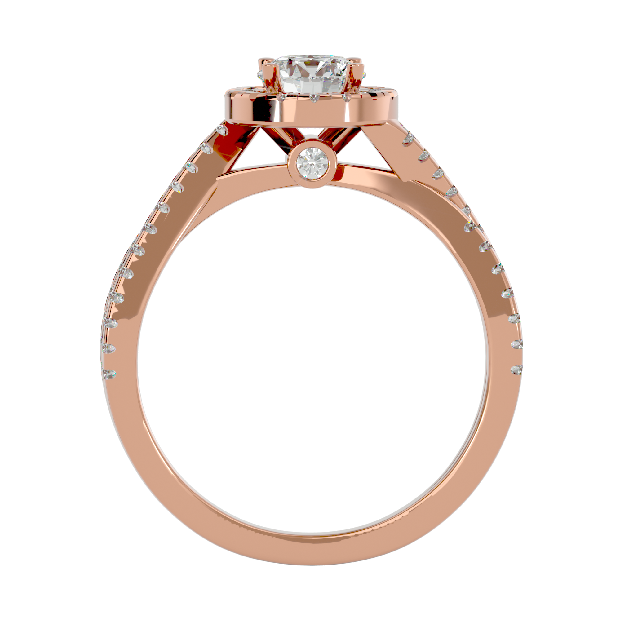 1 ctw Round Lab Grown Diamond Halo Engagement Ring