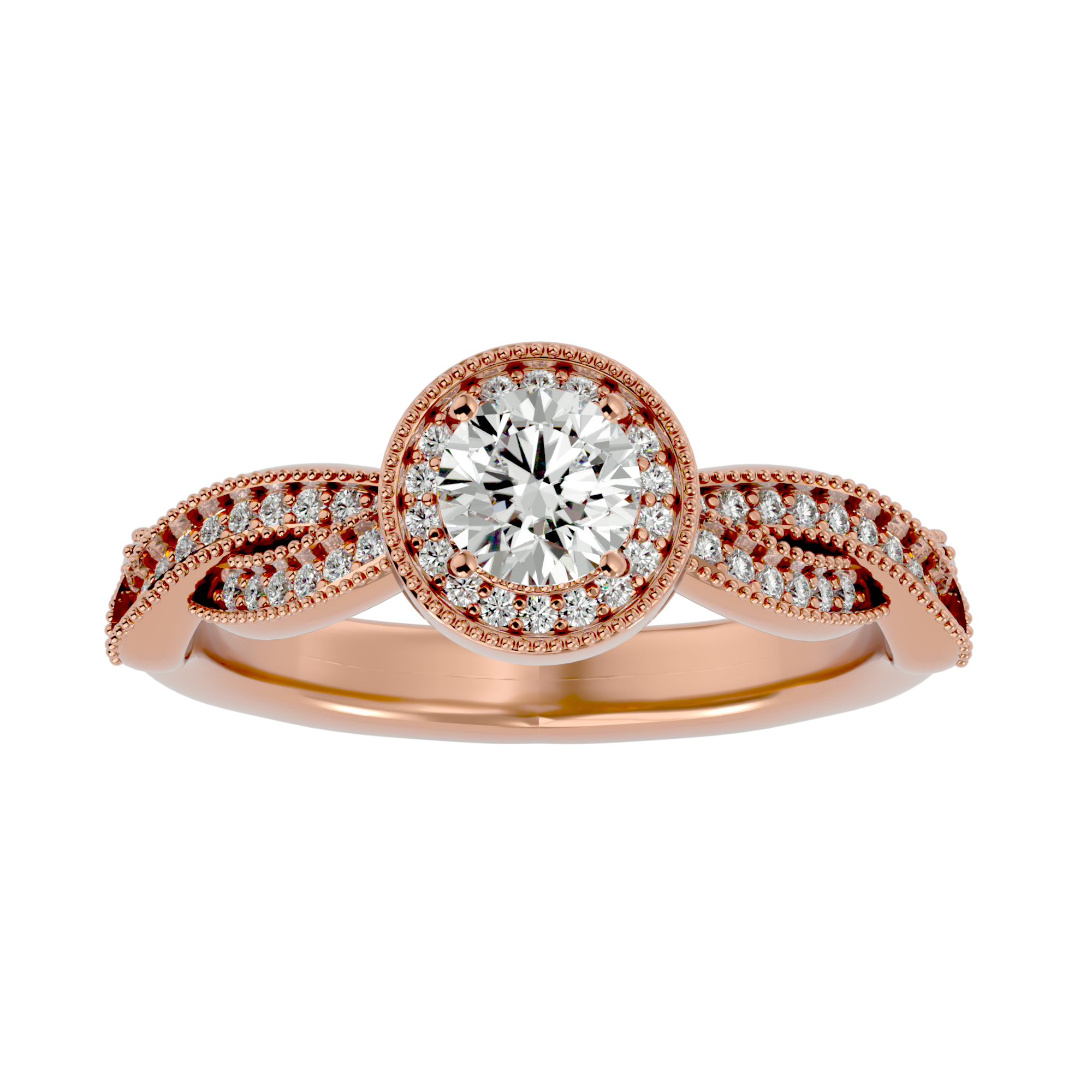7/8 ctw Round Lab Grown Diamond Halo Engagement Ring