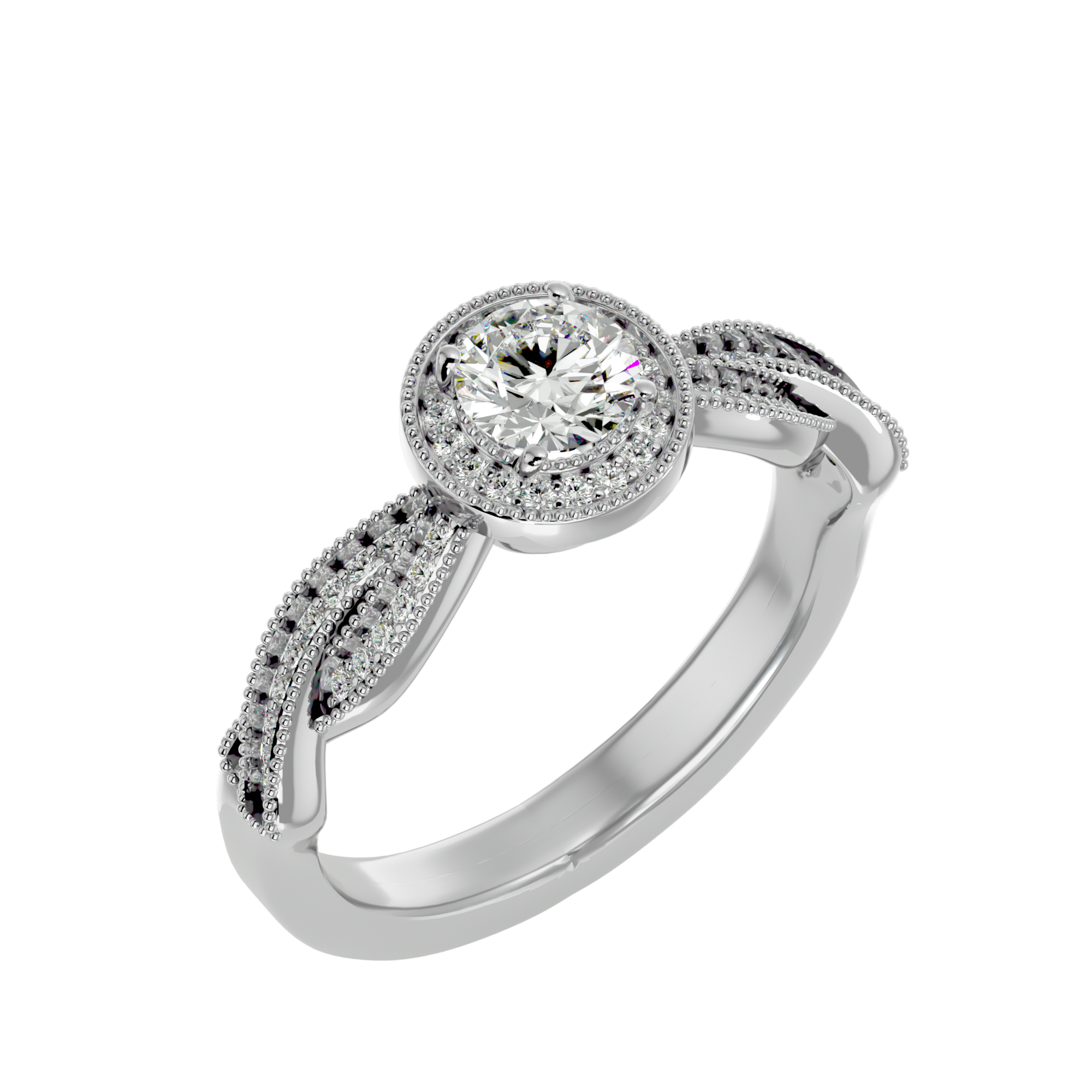 7/8 ctw Round Lab Grown Diamond Halo Engagement Ring