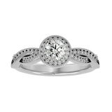 7/8 ctw Round Lab Grown Diamond Halo Engagement Ring