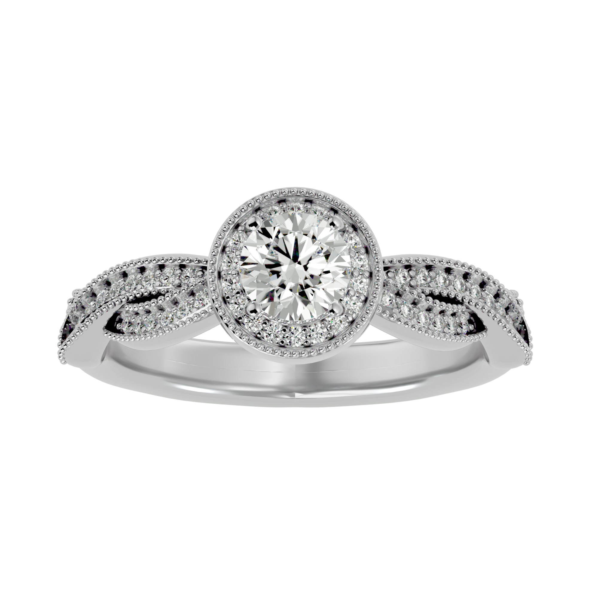 7/8 ctw Round Lab Grown Diamond Halo Engagement Ring