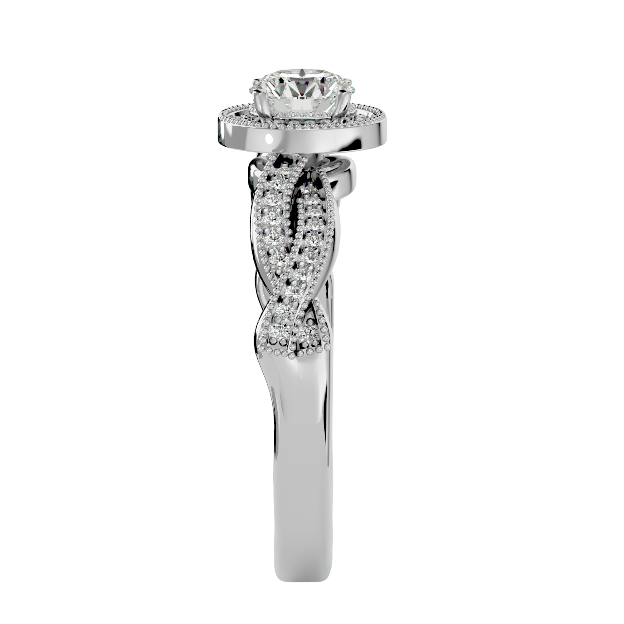 7/8 ctw Round Lab Grown Diamond Halo Engagement Ring