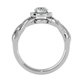 7/8 ctw Round Lab Grown Diamond Halo Engagement Ring
