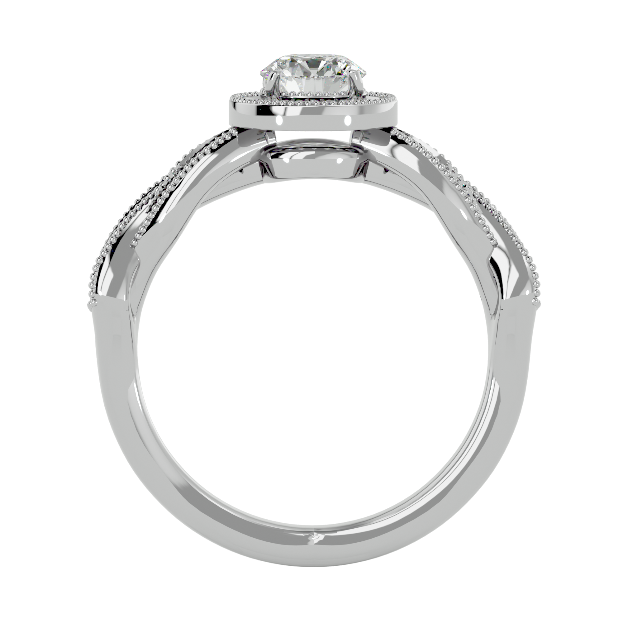 7/8 ctw Round Lab Grown Diamond Halo Engagement Ring