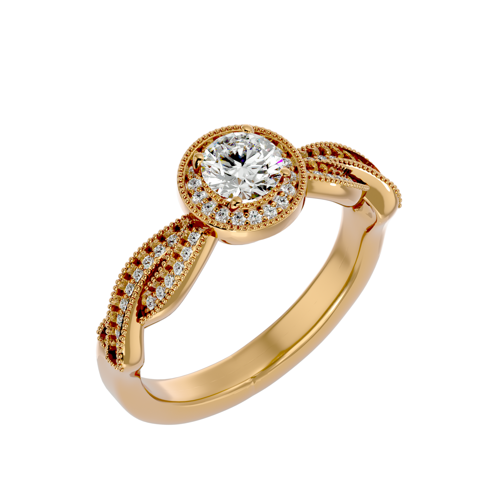 7/8 ctw Round Lab Grown Diamond Halo Engagement Ring