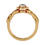 7/8 ctw Round Lab Grown Diamond Halo Engagement Ring