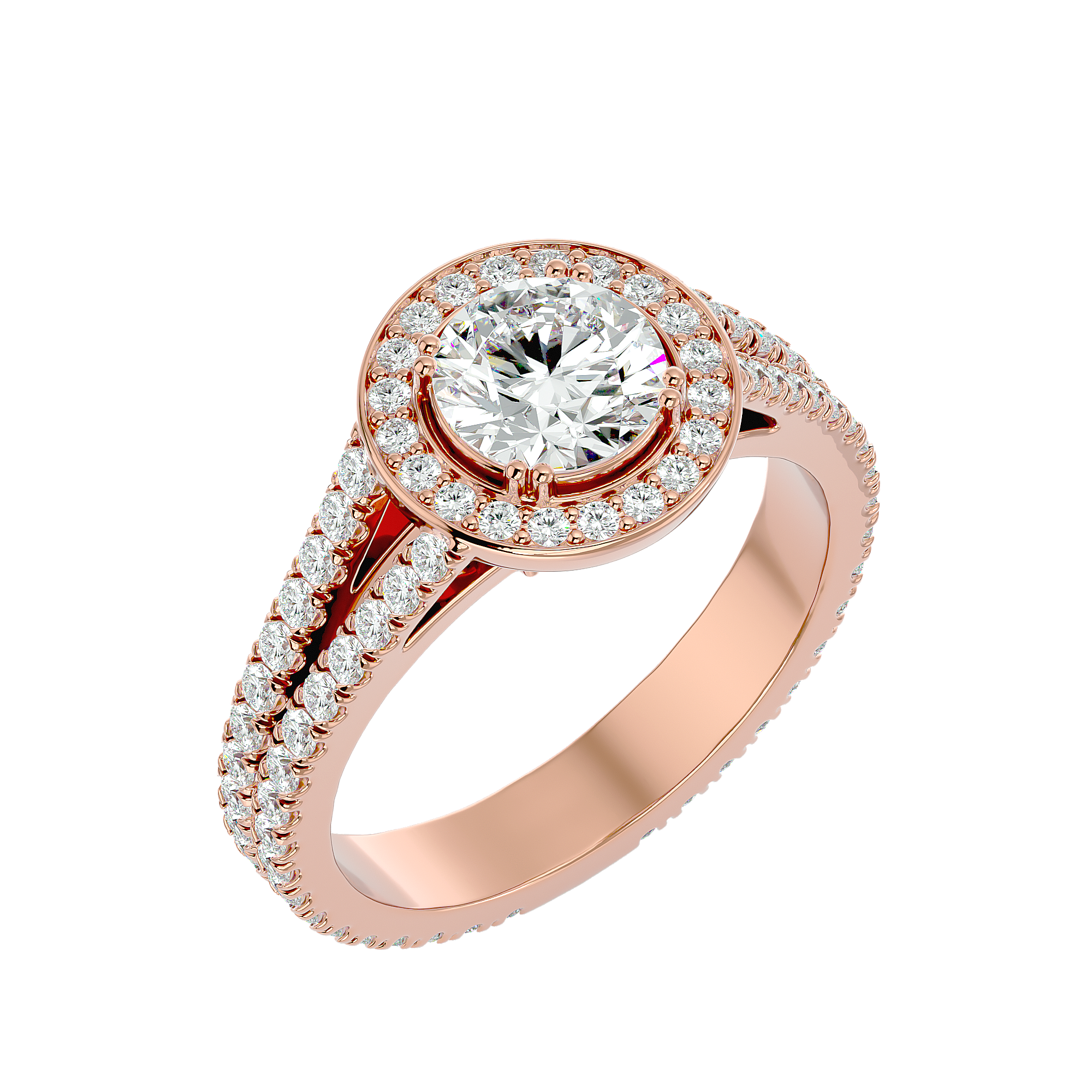 1 7/8 ctw Round Lab Grown Diamond Halo Engagement Ring