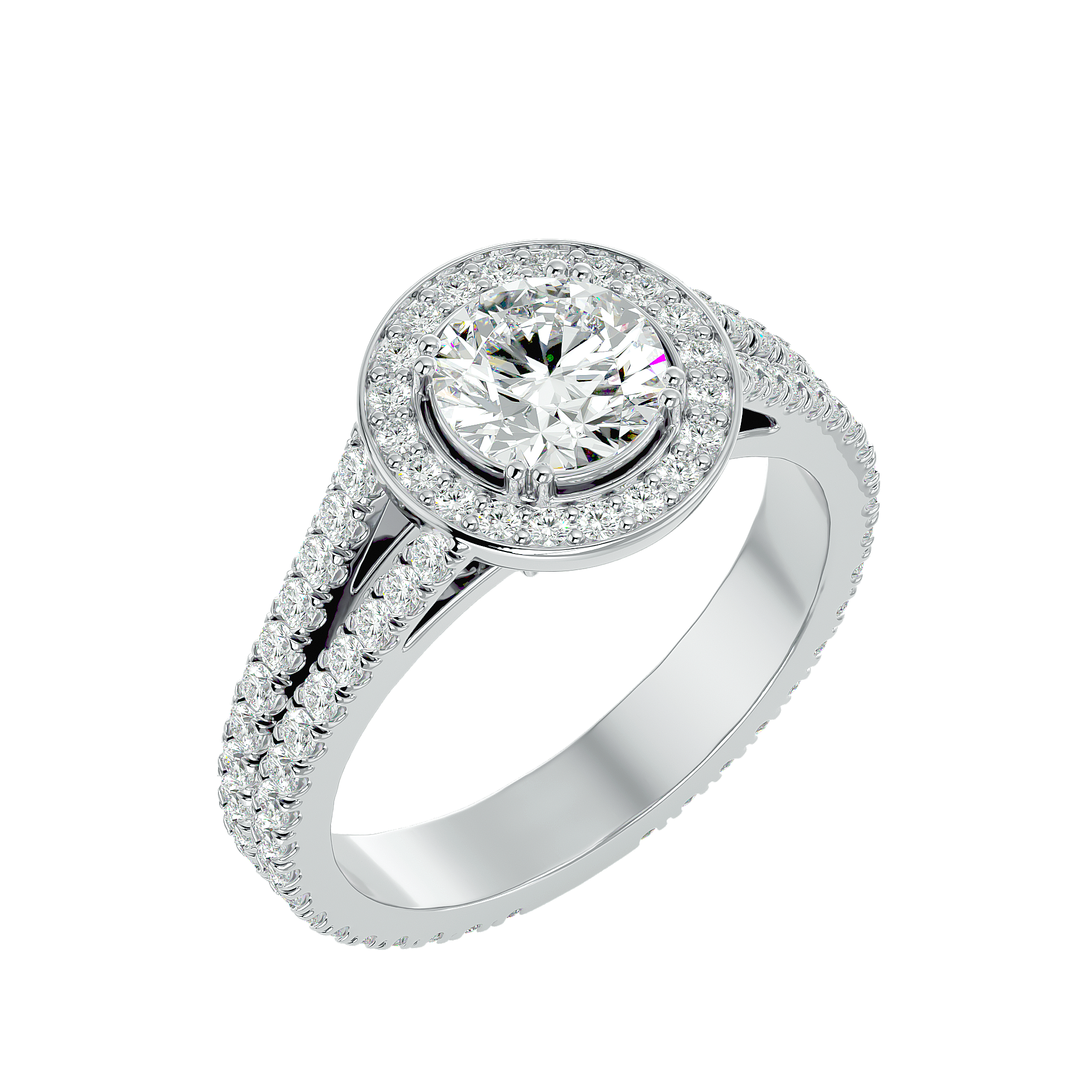 1 7/8 ctw Round Lab Grown Diamond Halo Engagement Ring