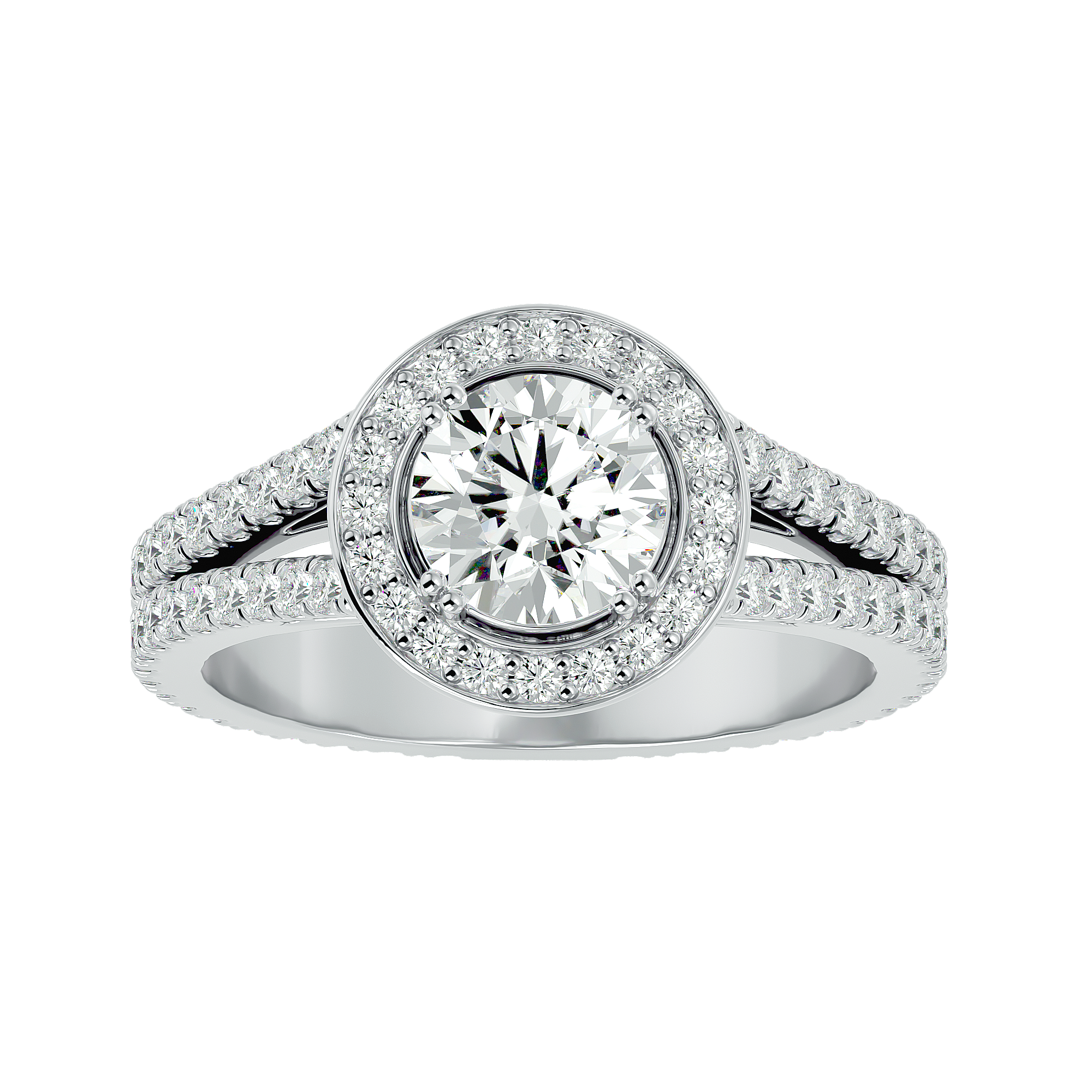 1 7/8 ctw Round Lab Grown Diamond Halo Engagement Ring