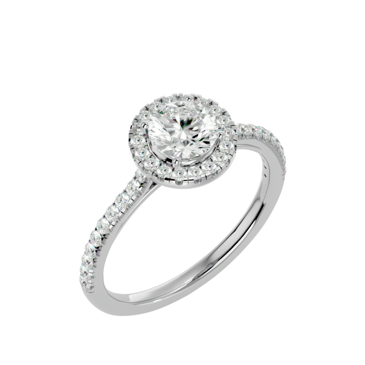 1 1/3 ctw Round Lab Grown Diamond Halo Engagement Ring