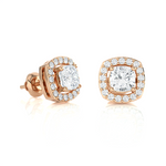 1 ctw Round Lab Grown Diamond Halo Stud Earrings