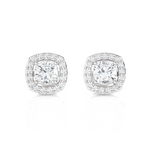 1 ctw Round Lab Grown Diamond Halo Stud Earrings