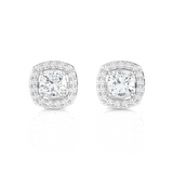 1 ctw Round Lab Grown Diamond Halo Stud Earrings