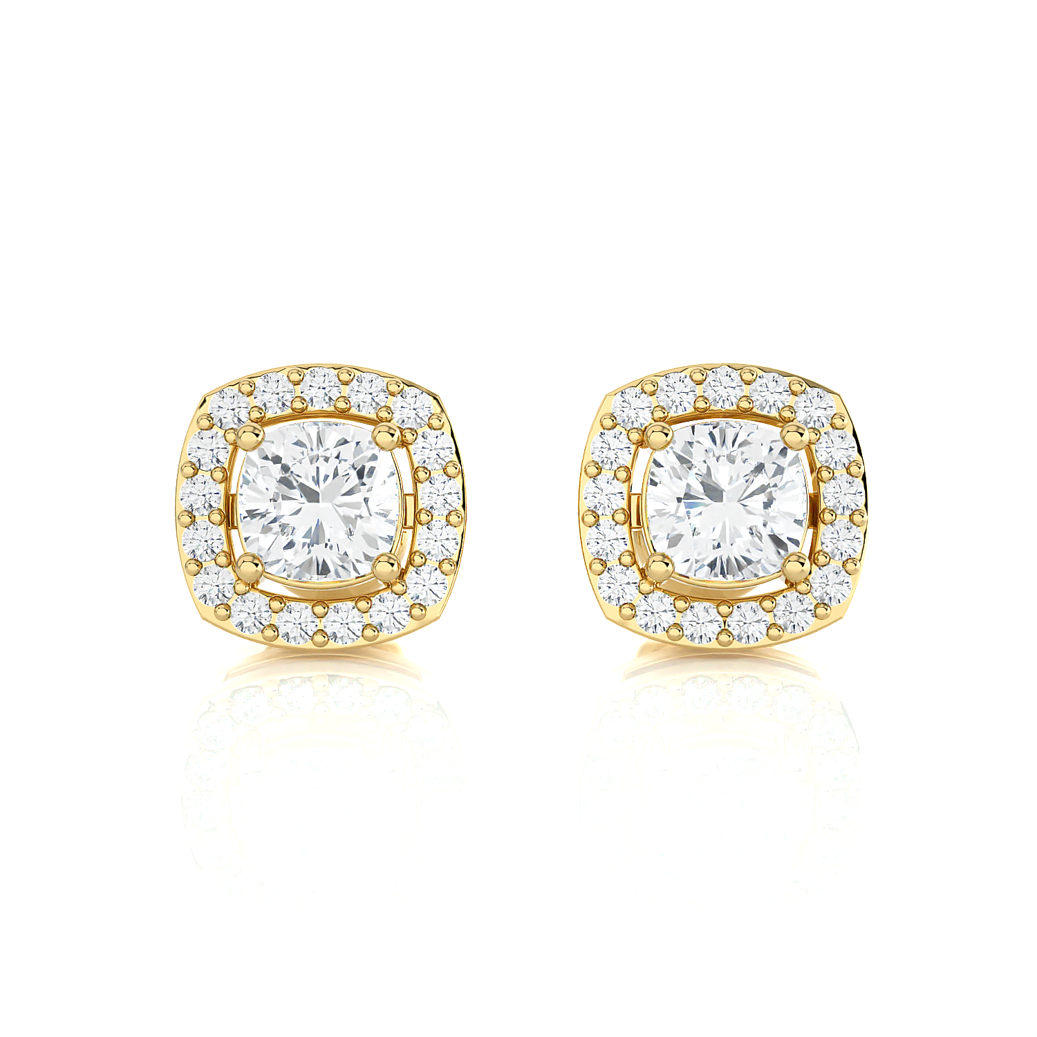 1 ctw Round Lab Grown Diamond Halo Stud Earrings