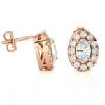 Oval Lab Grown Diamond Halo Stud Earrings