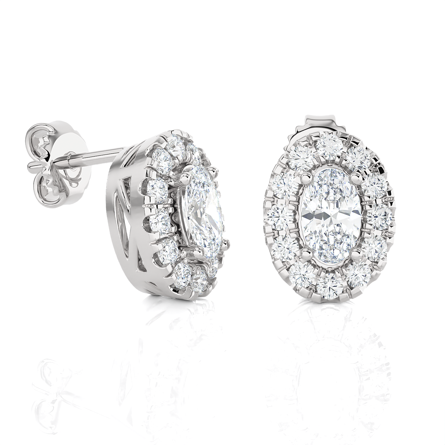Oval Lab Grown Diamond Halo Stud Earrings