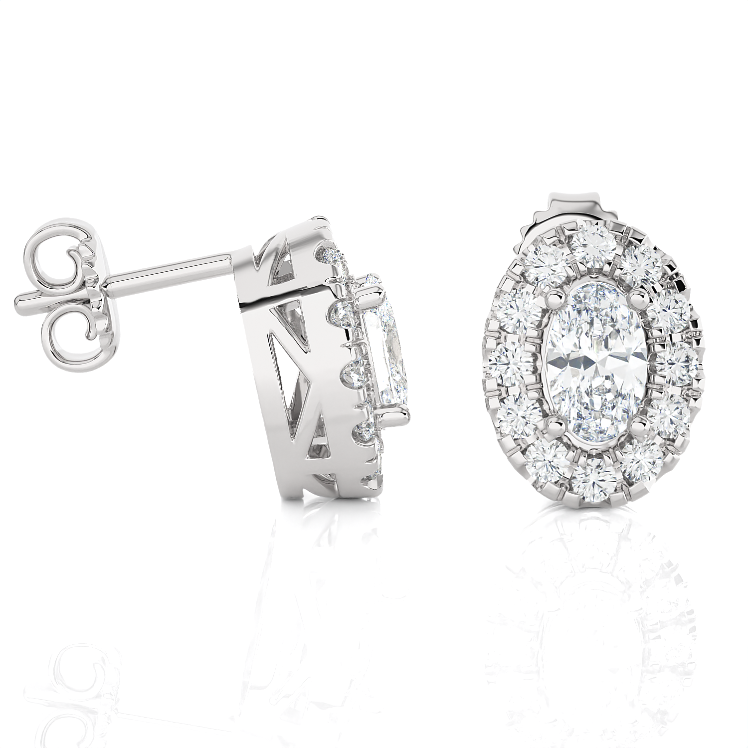 Oval Lab Grown Diamond Halo Stud Earrings