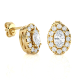 Oval Lab Grown Diamond Halo Stud Earrings