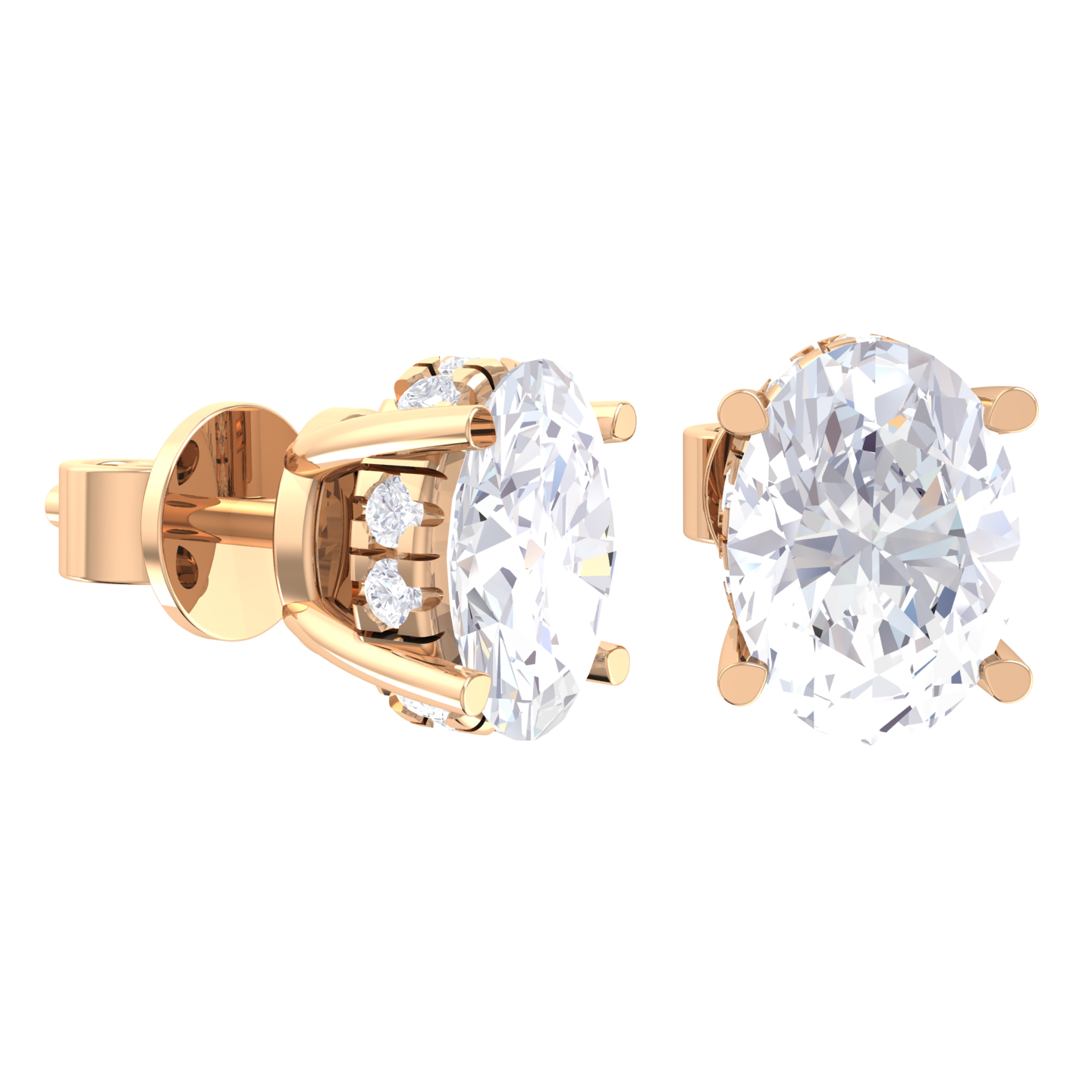 Oval Lab Grown Diamond Halo Stud Earrings