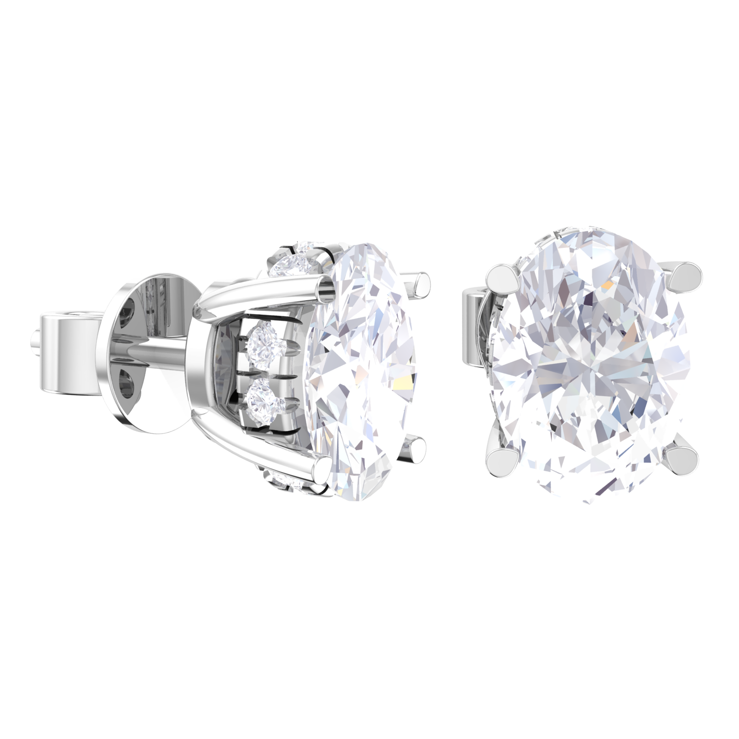 Oval Lab Grown Diamond Halo Stud Earrings