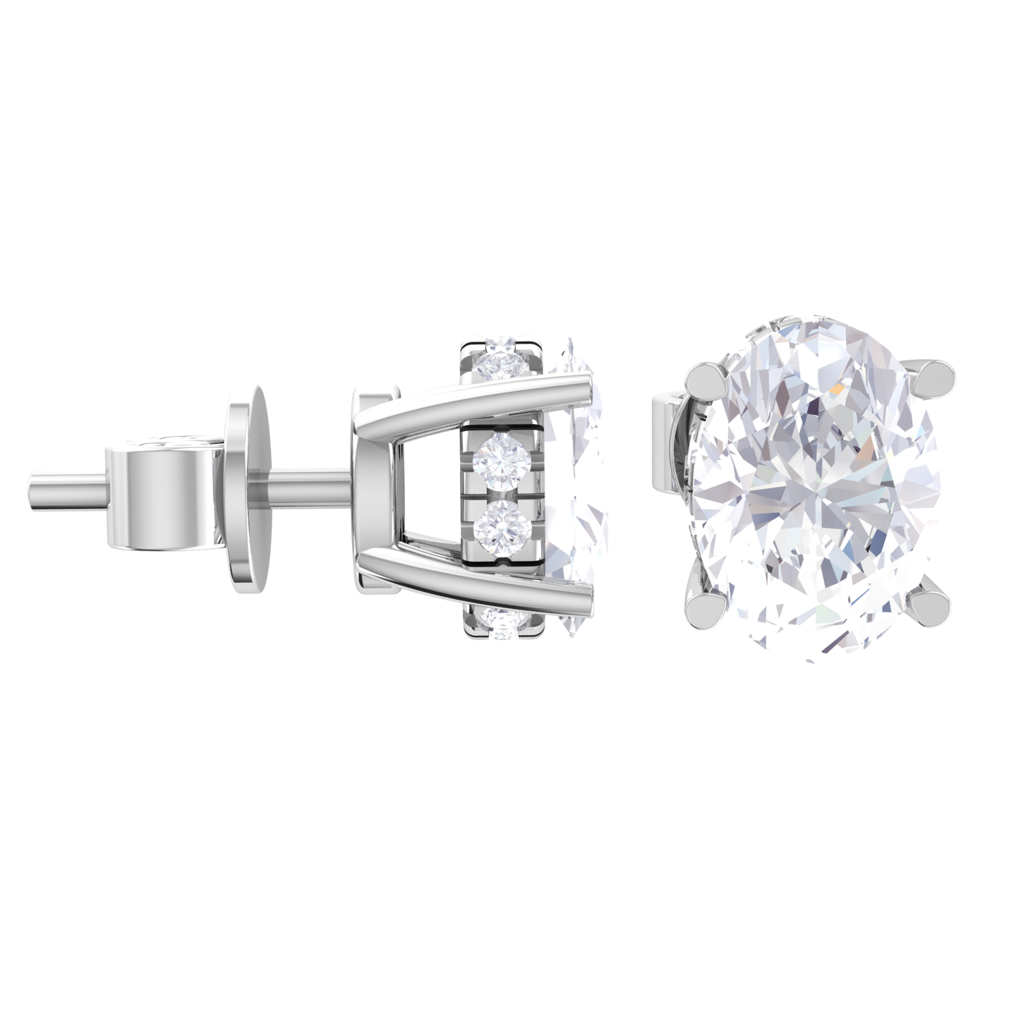 Oval Lab Grown Diamond Halo Stud Earrings