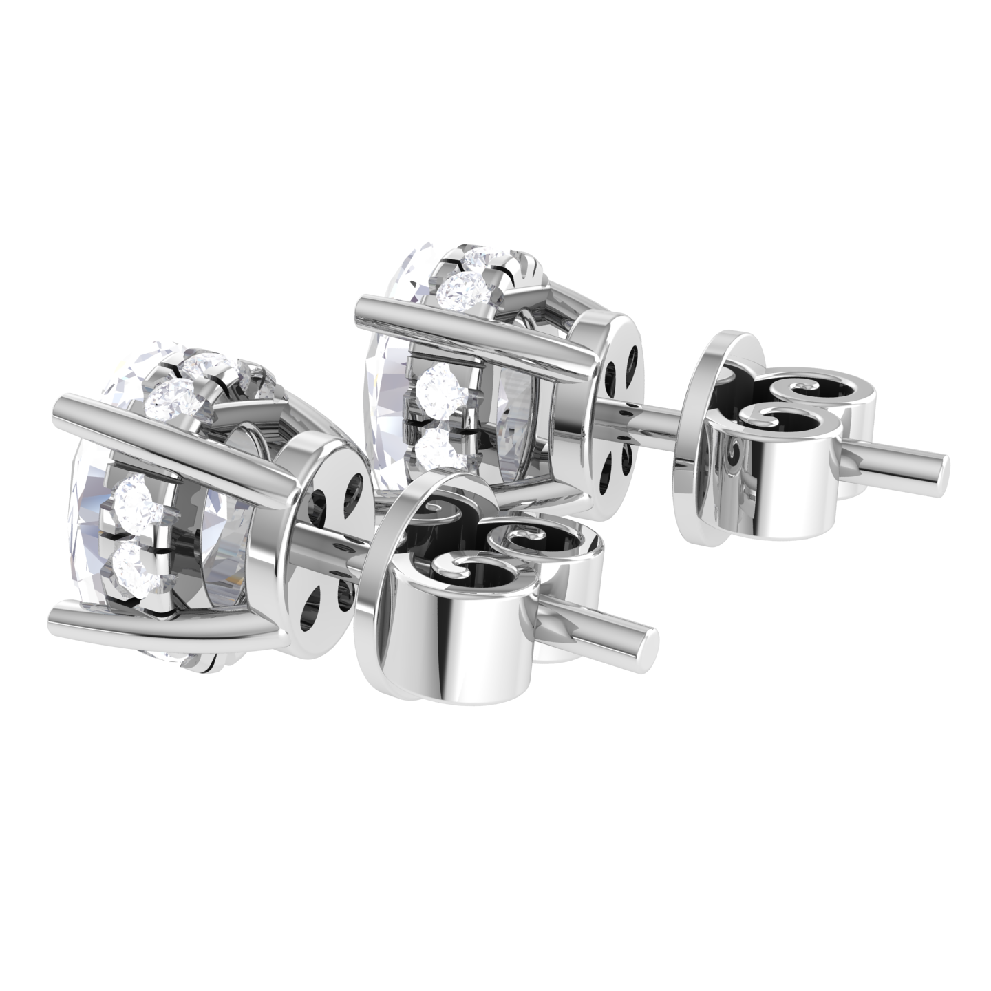 Oval Lab Grown Diamond Halo Stud Earrings