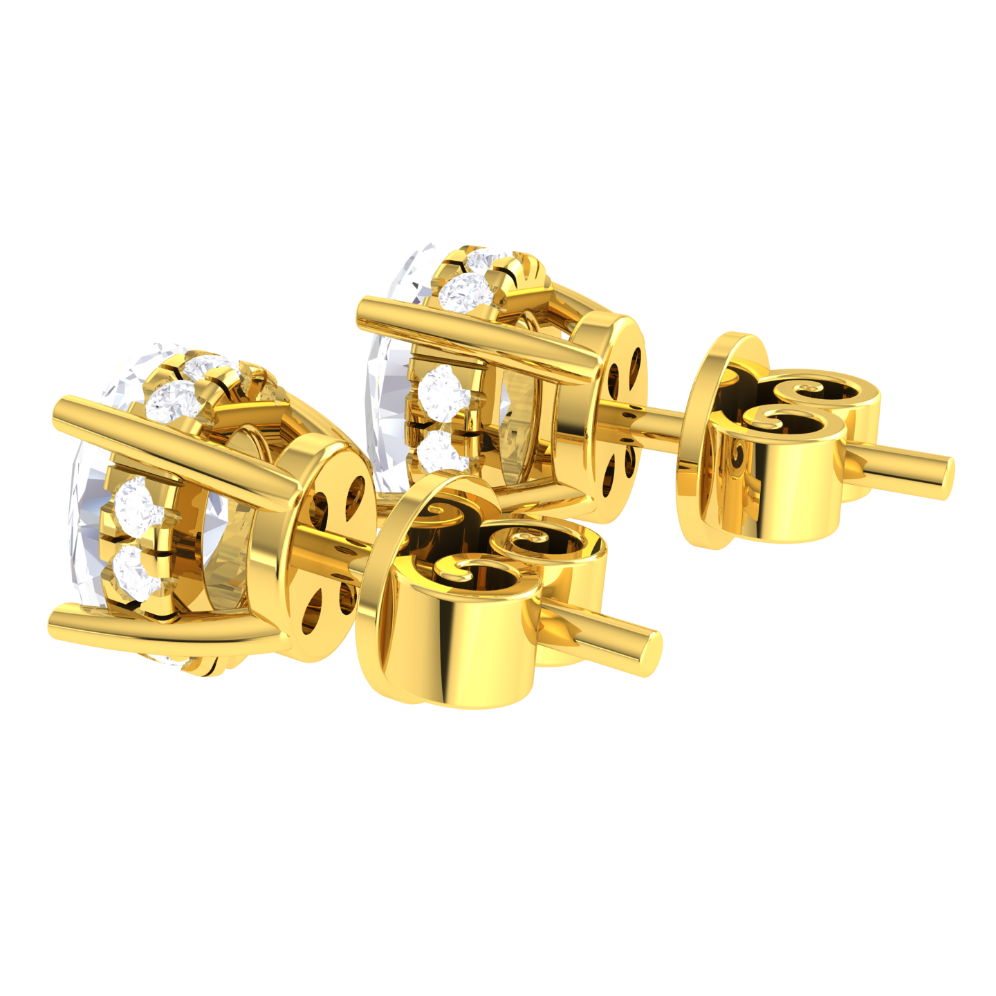 Oval Lab Grown Diamond Halo Stud Earrings