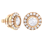 Round Lab Grown Diamond Halo Stud Earrings