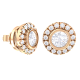 Round Lab Grown Diamond Halo Stud Earrings