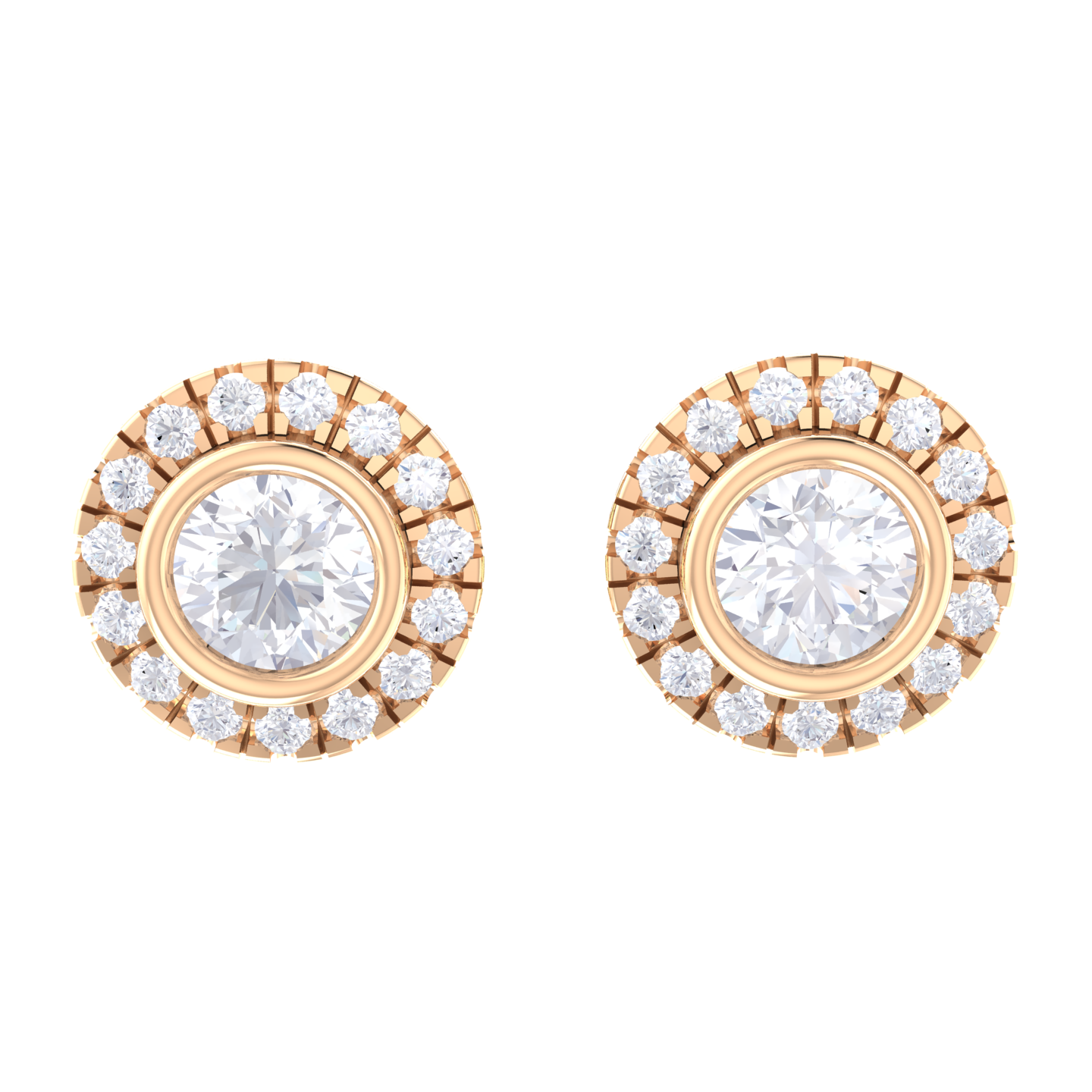 Round Lab Grown Diamond Halo Stud Earrings