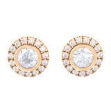 Round Lab Grown Diamond Halo Stud Earrings