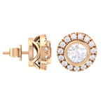 Round Lab Grown Diamond Halo Stud Earrings