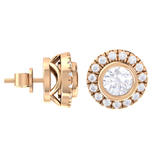 Round Lab Grown Diamond Halo Stud Earrings