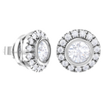Round Lab Grown Diamond Halo Stud Earrings
