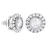 Round Lab Grown Diamond Halo Stud Earrings