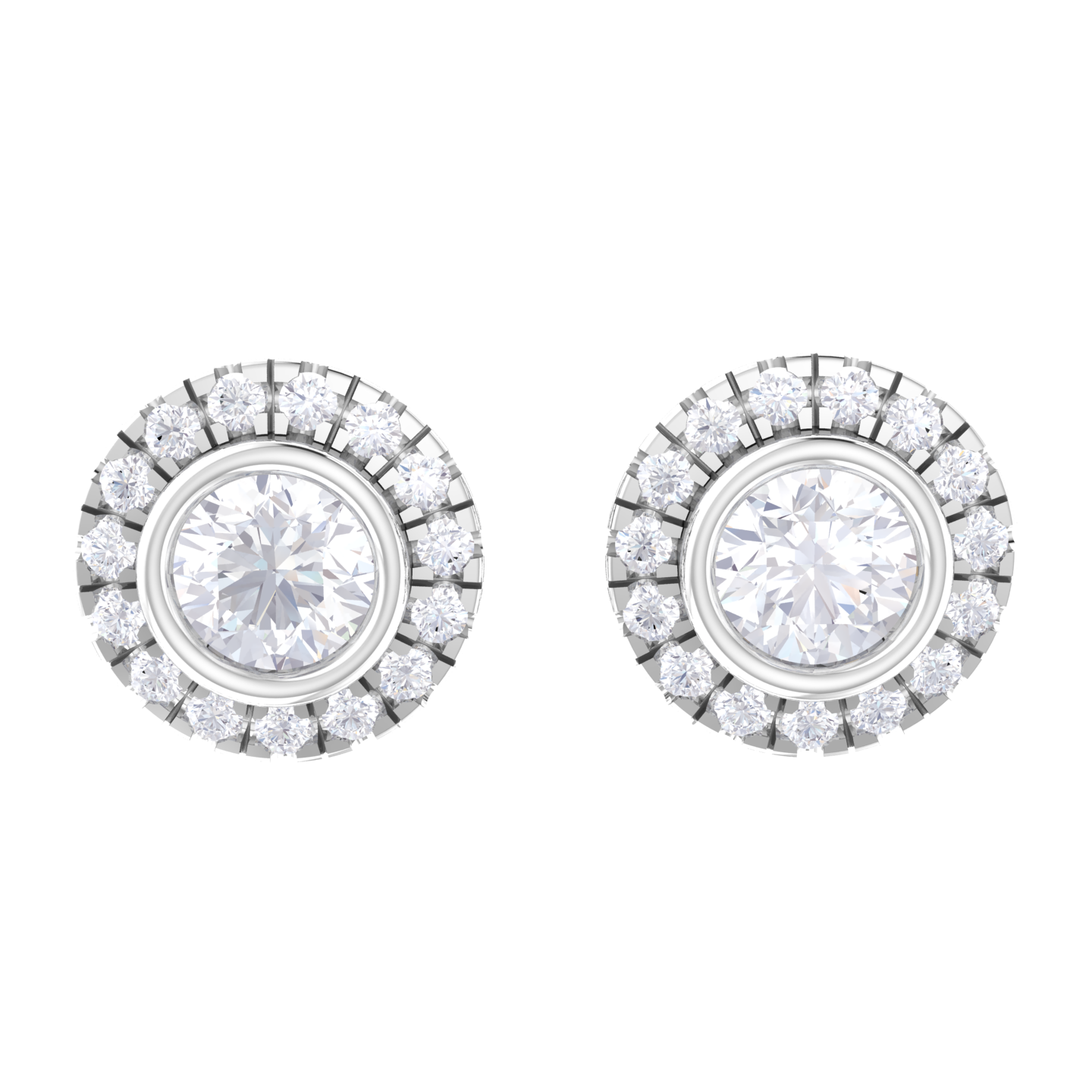 Round Lab Grown Diamond Halo Stud Earrings