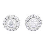 Round Lab Grown Diamond Halo Stud Earrings