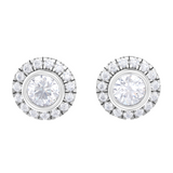Round Lab Grown Diamond Halo Stud Earrings