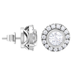 Round Lab Grown Diamond Halo Stud Earrings