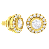 Round Lab Grown Diamond Halo Stud Earrings