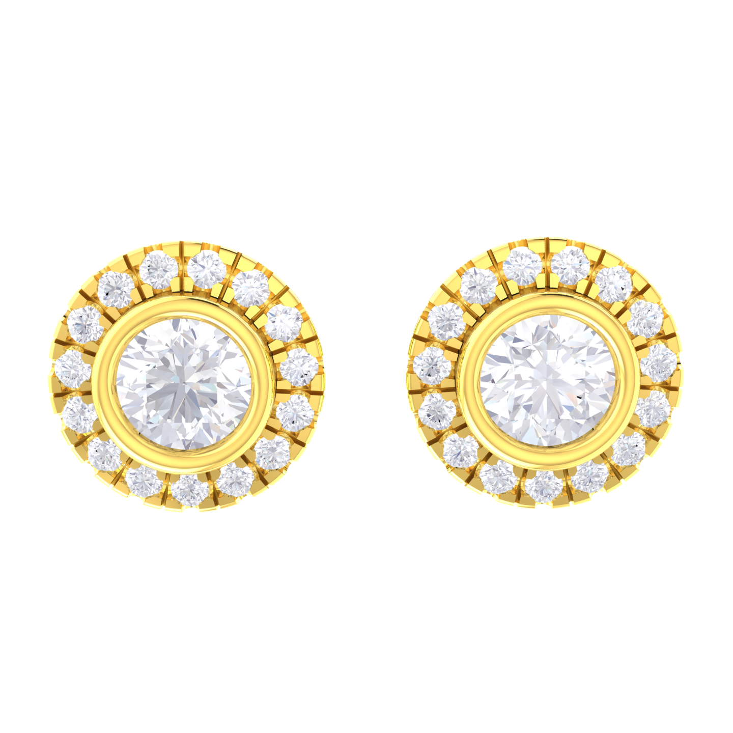 Round Lab Grown Diamond Halo Stud Earrings