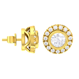 Round Lab Grown Diamond Halo Stud Earrings