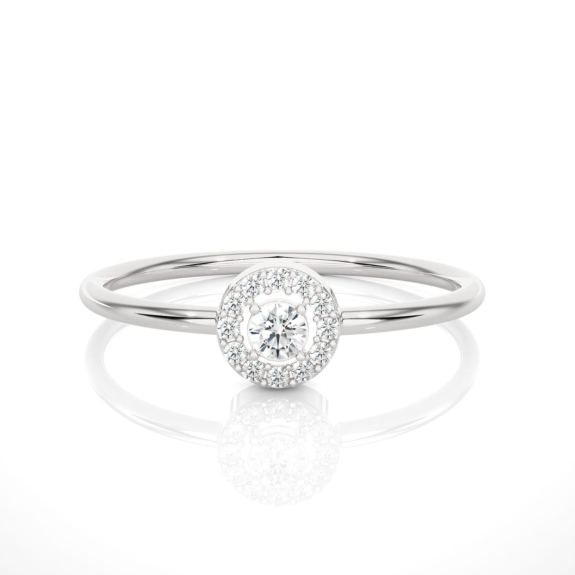 1/8 ctw Round Lab Grown Diamond Halo Engagement Ring