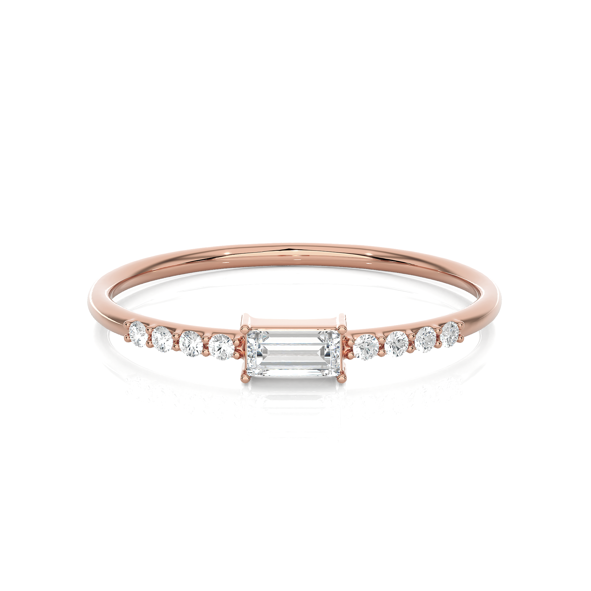 1/6 ctw Emerald-Cut Lab Grown Diamond Ring