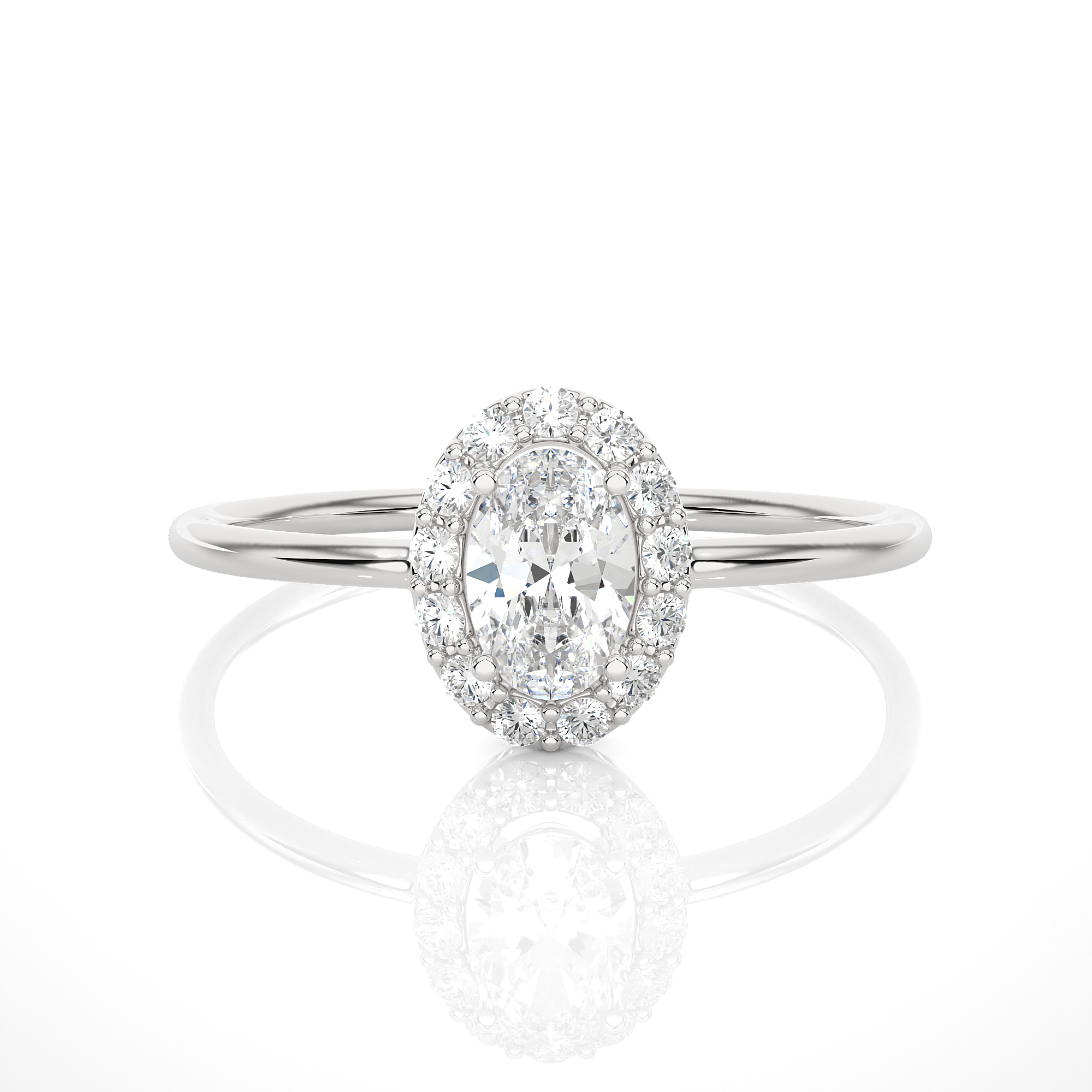 5/8 ctw Oval Lab Grown Diamond Halo Engagement Ring