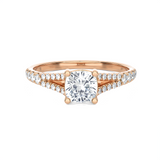 1 ctw Cushion-Cut Lab Grown Diamond Side Stone Engagement Ring