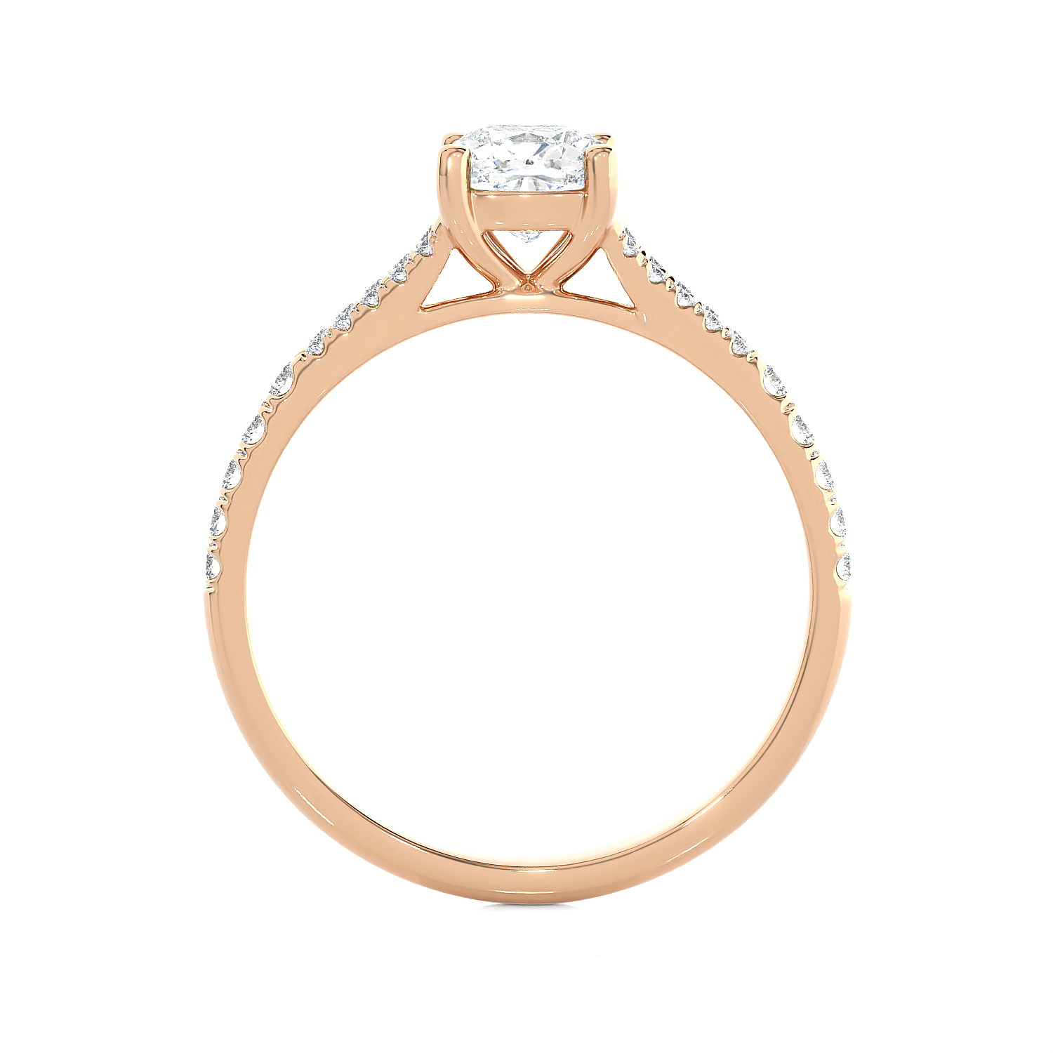 1 ctw Cushion-Cut Lab Grown Diamond Side Stone Engagement Ring