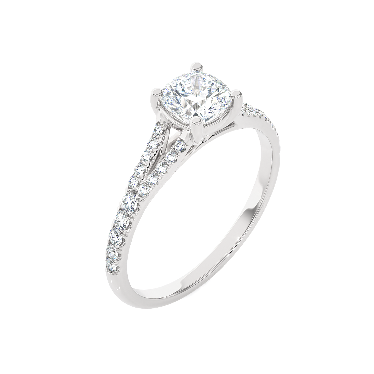 1 ctw Cushion-Cut Lab Grown Diamond Side Stone Engagement Ring
