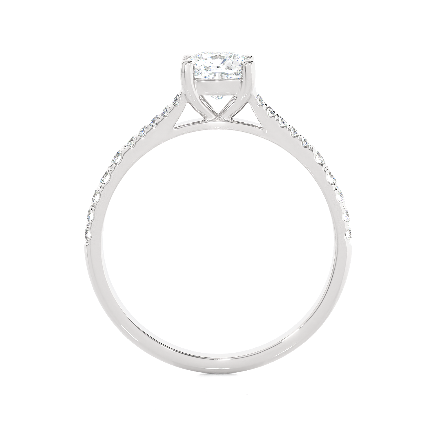 1 ctw Cushion-Cut Lab Grown Diamond Side Stone Engagement Ring